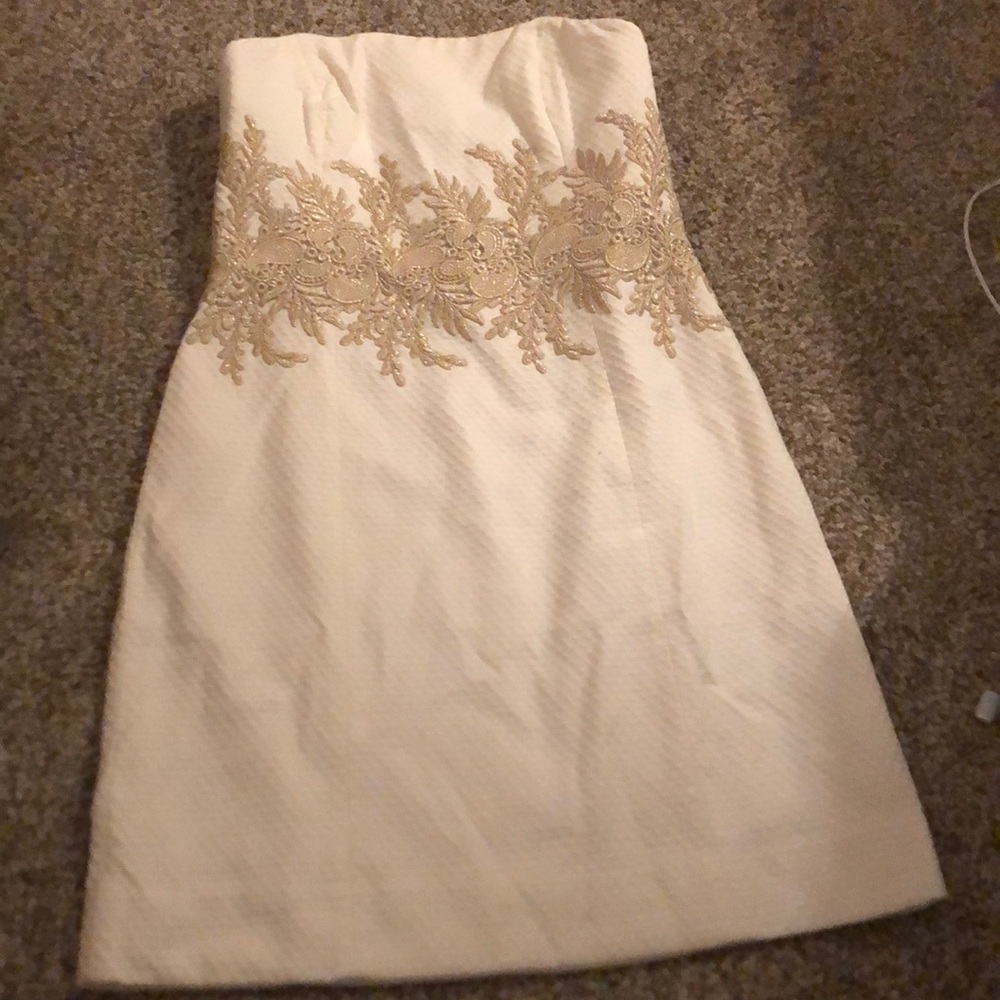 White and gold mini dress from Lilly Pulitzer